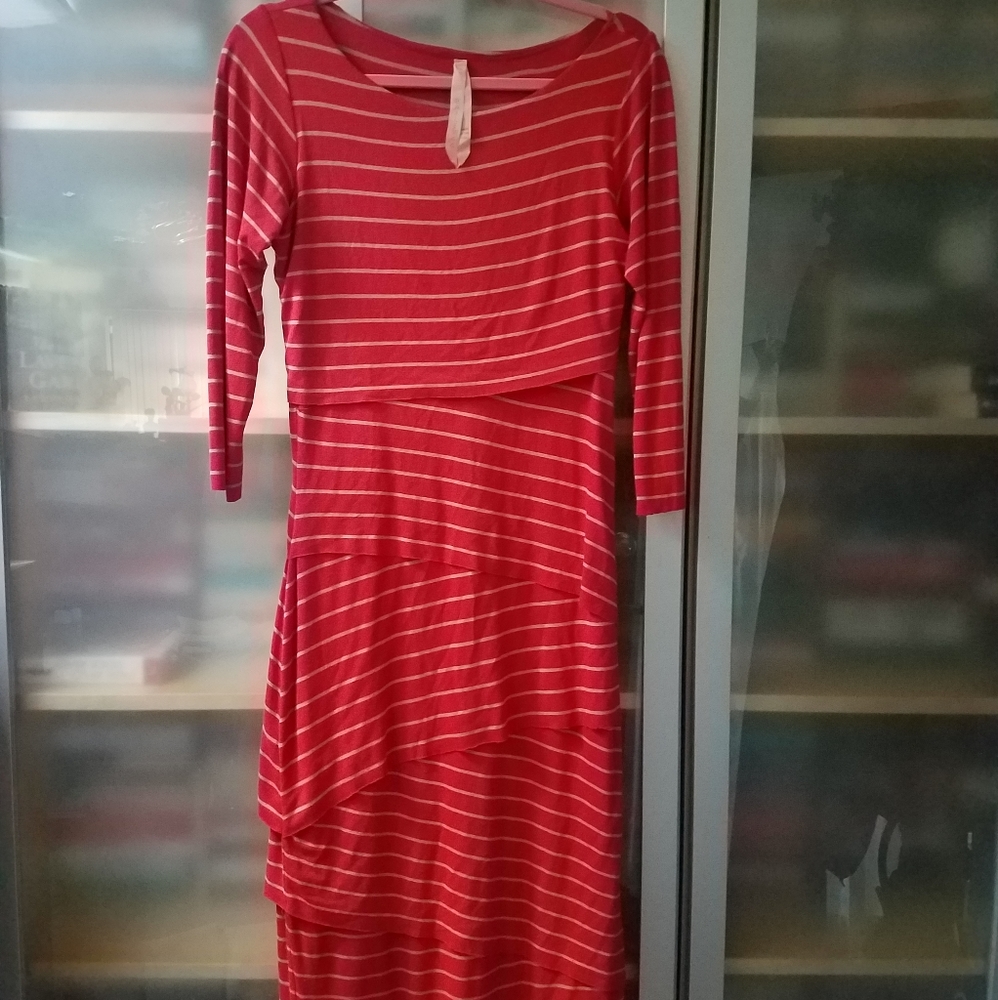 Anthropologie Orange and Tan striped dress